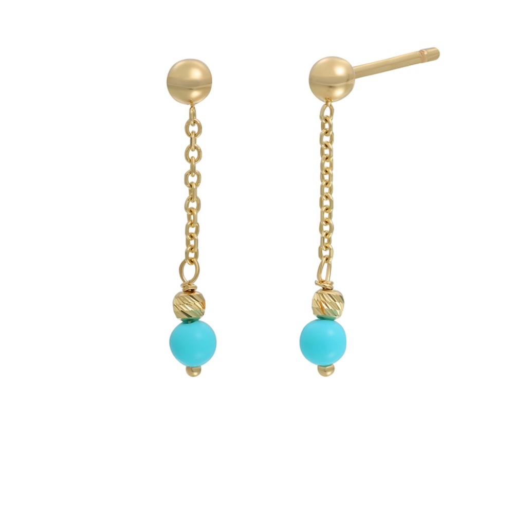 Chic Gold and Turquoise Chain Earrings